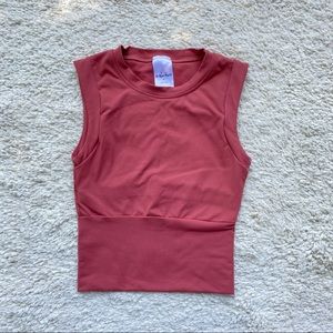 AS ROSE RICH Workout Top. ( Color : Rust)